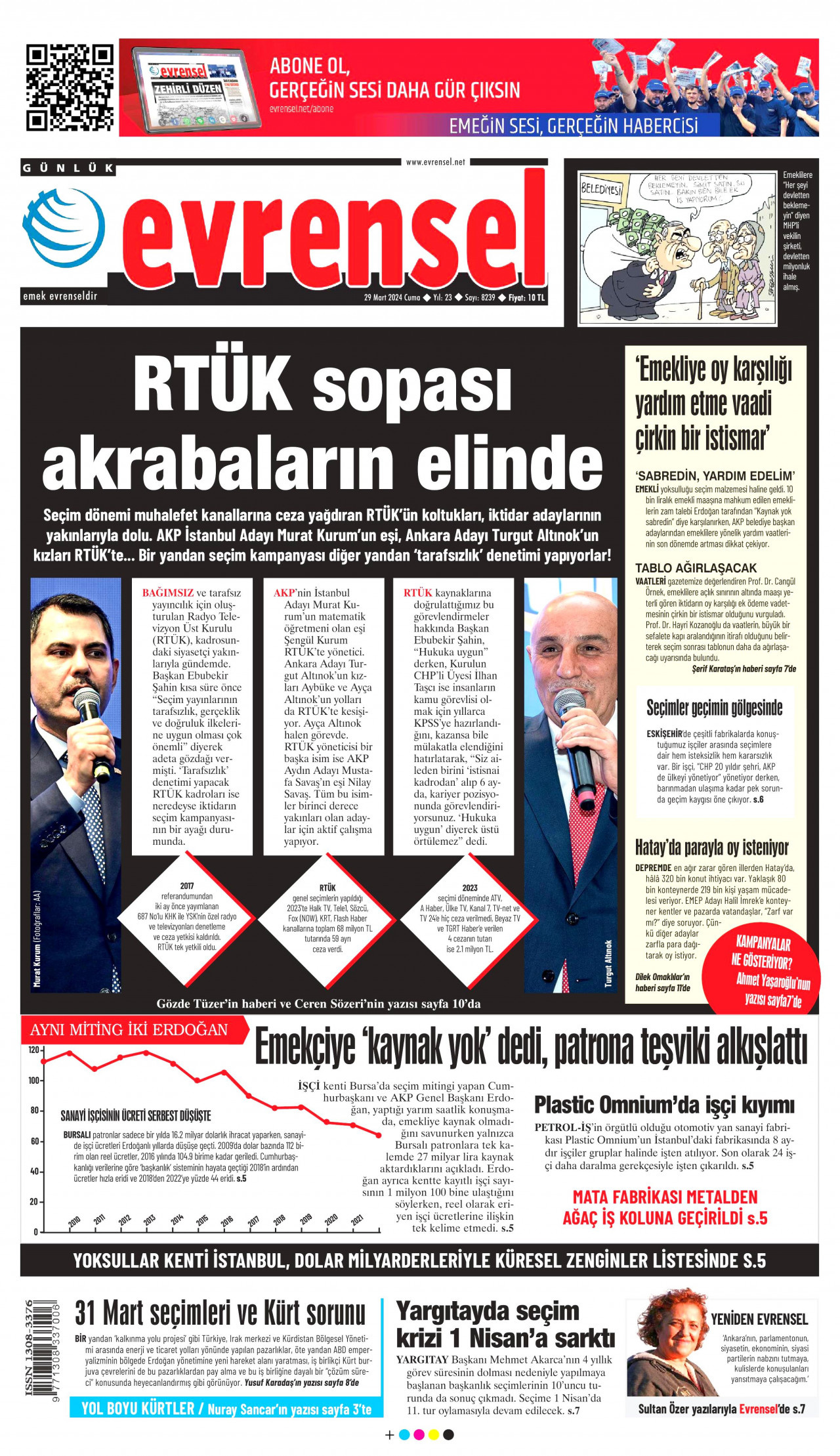 Evrensel Gazetesi Manşeti