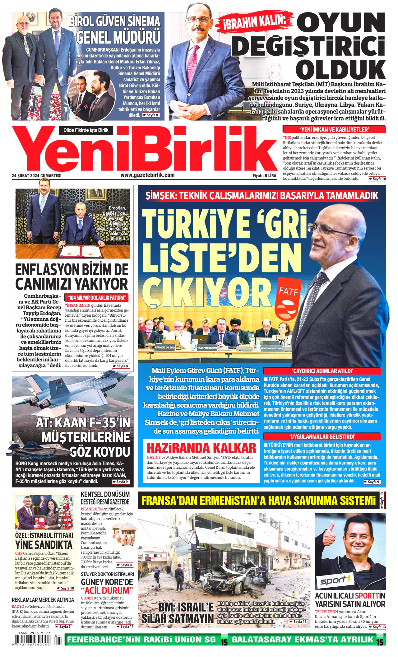 Yeni Birlik Gazetesi Manşeti